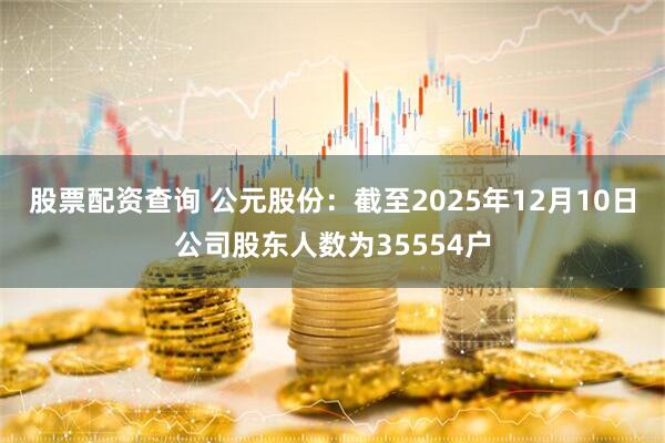 股票配资查询 公元股份：截至2025年12月10日公司股东人数为35554户